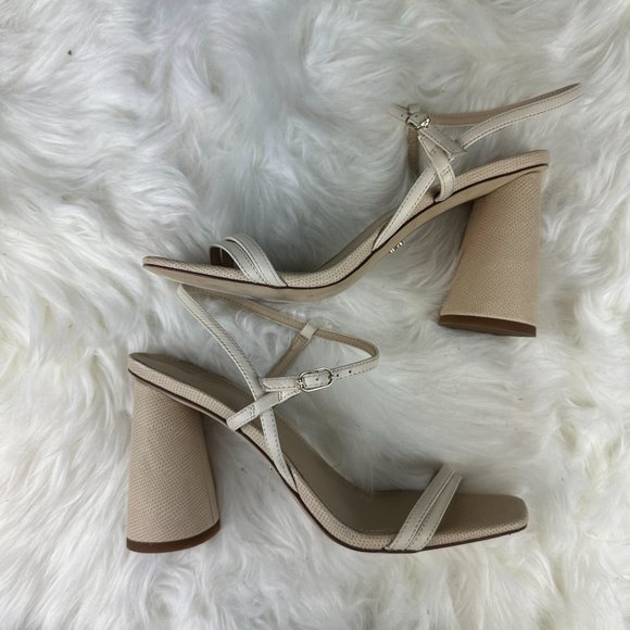 Sam Edelman Kit Block Heel Sandals in Beige Leather - Picture 3 of 6